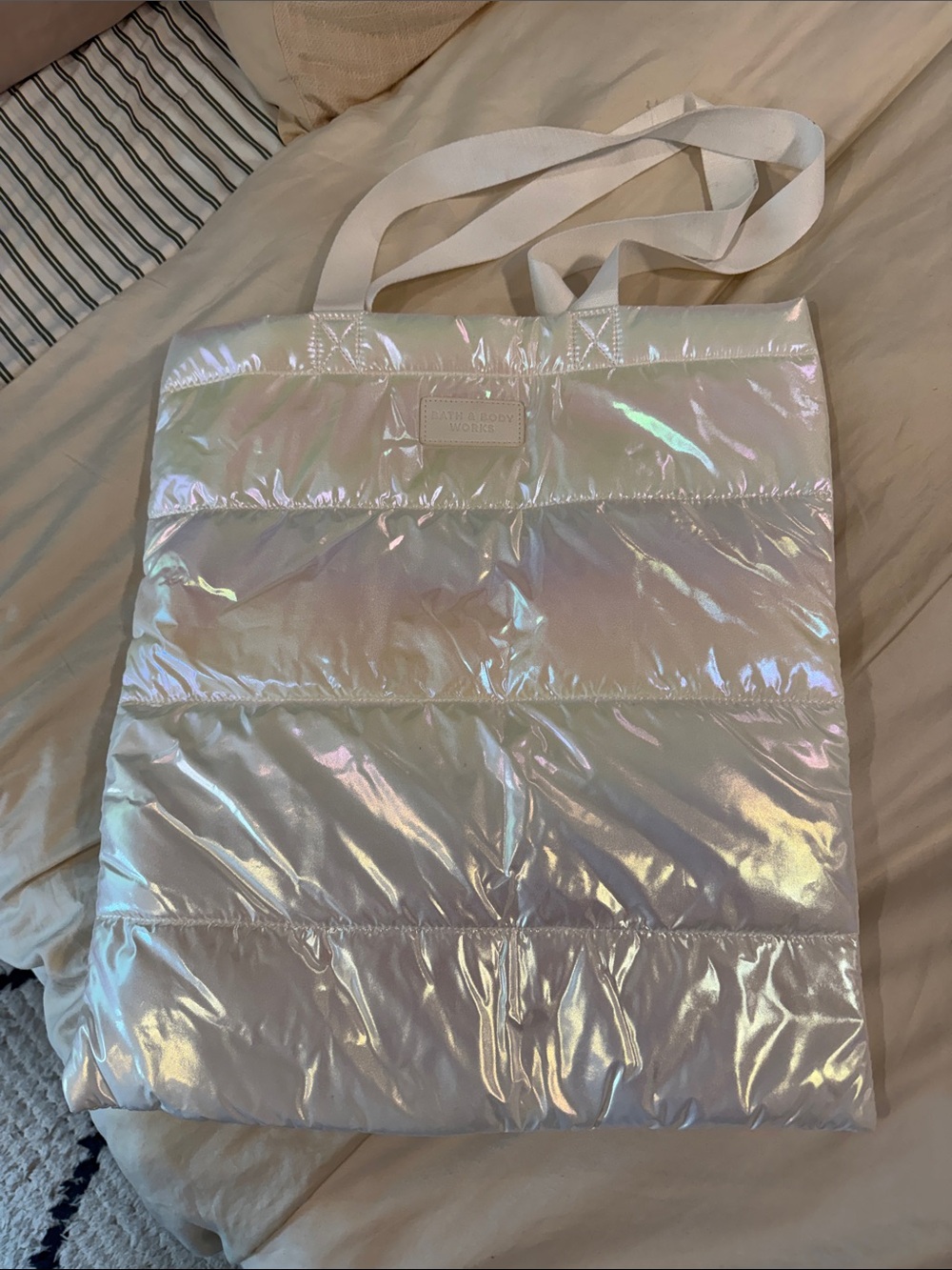 Bath & Body Works Iridescent Pearl Puffer Tote